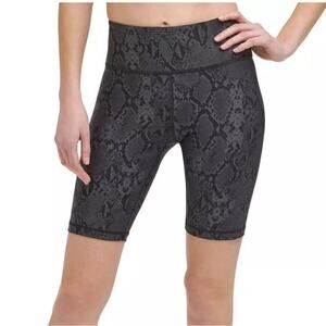 DKNY Sport Women's High- Waist Stretch Black Gray Snake Biker Yoga Shorts XS NWT